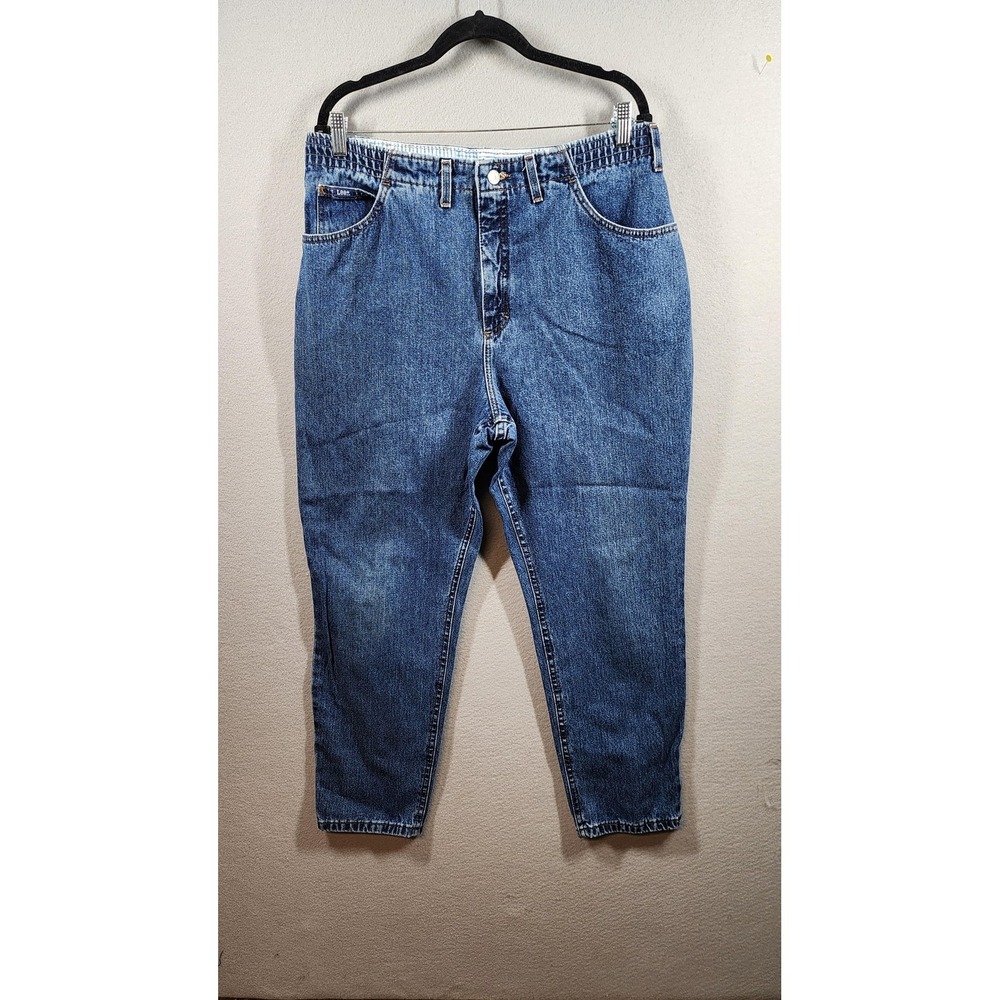 Vintage Lee Jeans Womens 18W Petite Tapered Leg Denim Mom Jeans 90s Made‎ USA